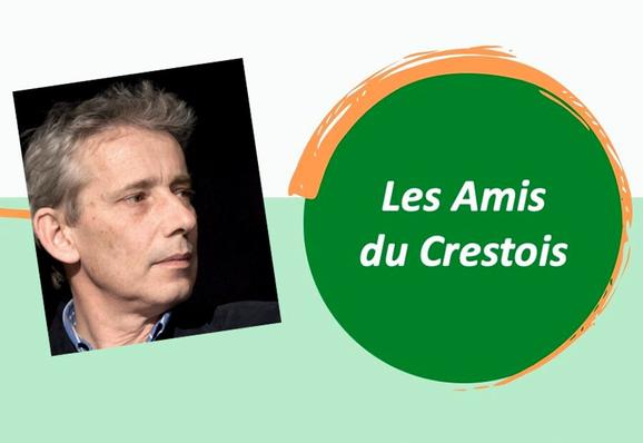 Image d'illustration comprenant une photo du journaliste François Bonnet, président du Fonds pour une presse libre, ainsi que le logo de l'association Les amis du Crestois