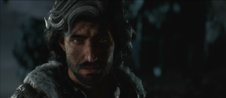 Another screenshot of Verso, while he's in conversation with someone off screen. The white and gray streaks in his hair are better in focus this time.