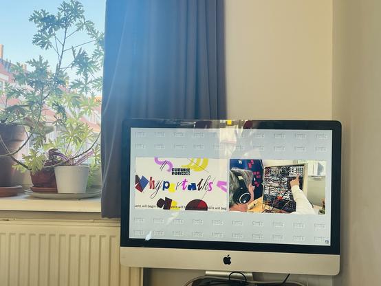Photograph of our retired iMac that serves as a DVD and streaming player.
Next to it, gorgeous weather, that I’ll have to miss to be part of this. #Priorities
