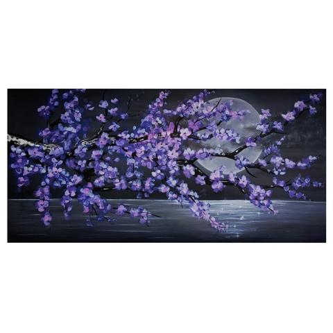Purple flowers at Midnight - on canvas acrylic