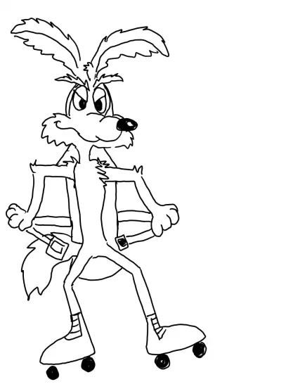 Digitally inked pencil sketch of Wile E Coyote attempting a new take on the rocket skates plan. For the high speed prompt at #dailysketchingworkout