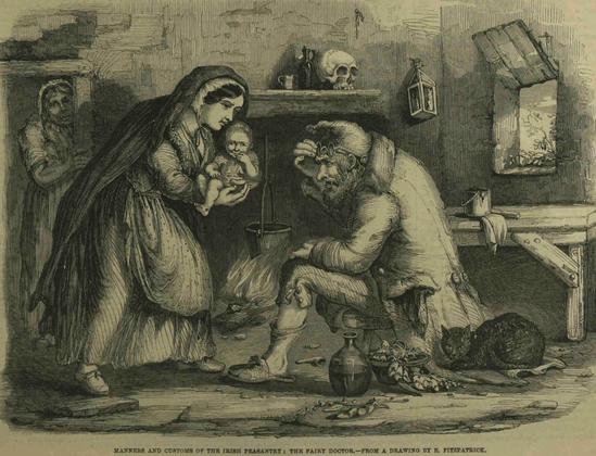 An Irish fairy doctor studies a changeling. Picture by E. Fitzpatrick.