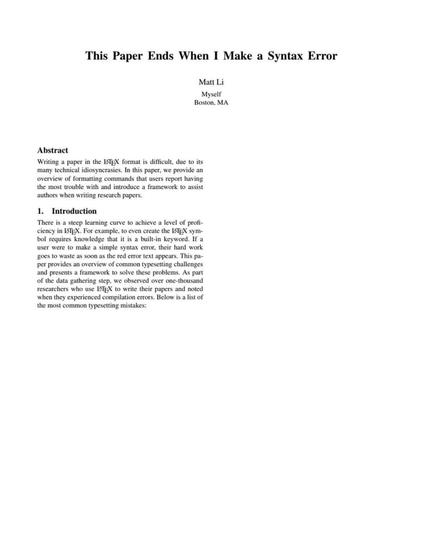 "This paper end when I make a syntax error". It ends after one paragraph of Introduction.