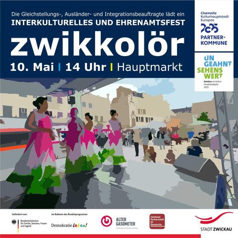 Plakat vom Zwikkolör der Stadt Zwickau