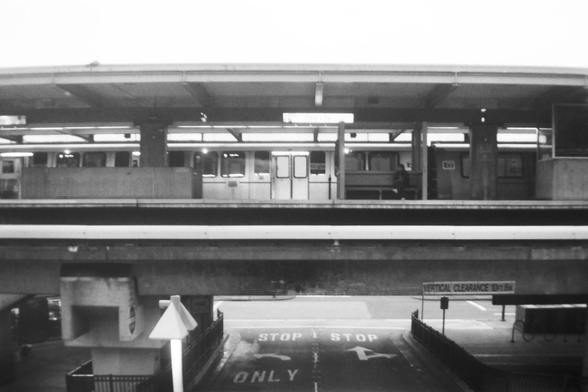BART train at the elevated Daly City Station.