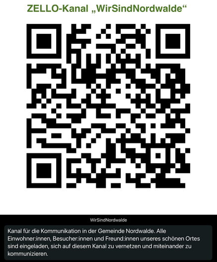 ZELLO-Kanal „WirSindNordwalde“, QR-Code zum Einbuchen in den Kanal