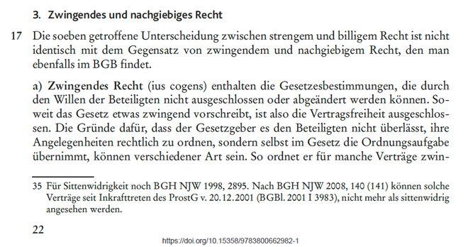 Zwingendes und nachgiebiges Recht...