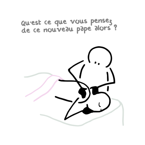 Illustration d'une personne allongée sur le ventre sur un lit en train de se faire masser les épaules et la nuque par une autre personne.