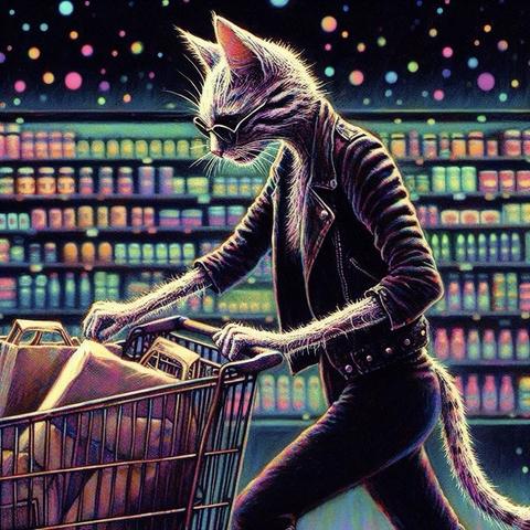 KI-Bild (DALL•E3):

Das Katz eilt durch den Supermarkt und kauft Vorräte für die bevorstehende Seereise.