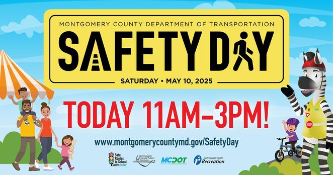 mcdot's safety day will be held between 11:00am - 3:00pm today in Rockville, Maryland ! Free activities for all ages