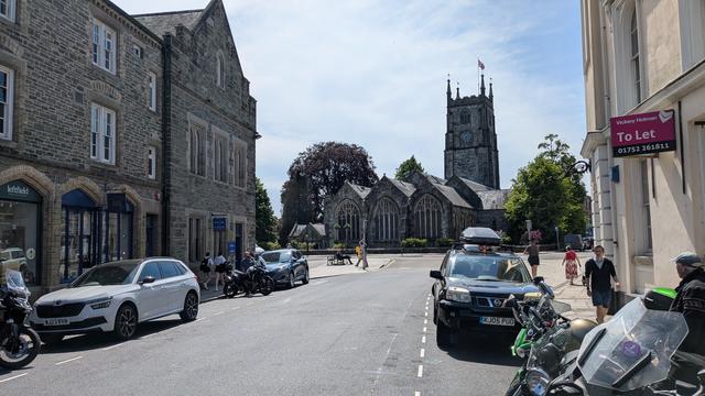 View down Duke Street in tavistick to the church.
