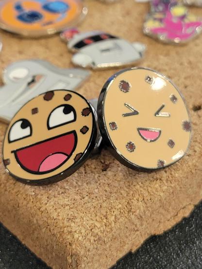 Two cookie emoji pins