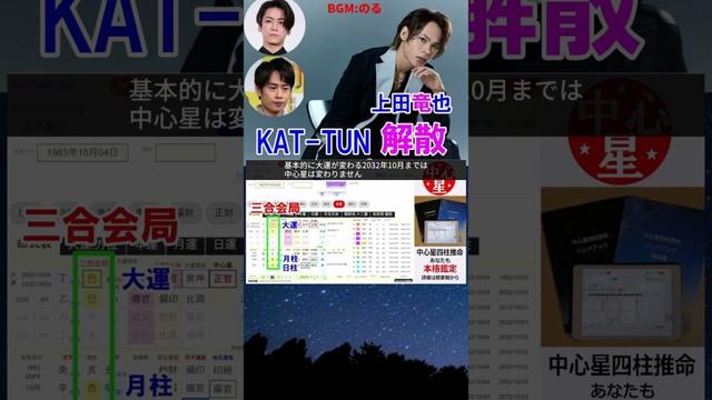 上田竜也さんの運勢 #上田竜也 #KAT－TUN #亀梨和也 #中丸雄一 #結婚 #四柱推命講座