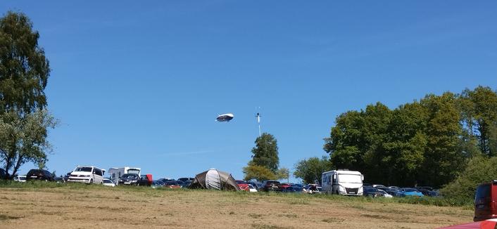The Goodyear zeppelin over the parking at Spa during the WEC.