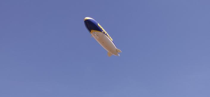 the goodyear zeppelin against a cloudless sky