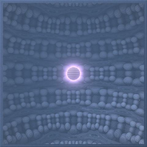 Mit Worten nicht adäquat zu beschreibenes Bild eines dreidimensionalen Fraktales, gerendert mit Mandelbulber 2.