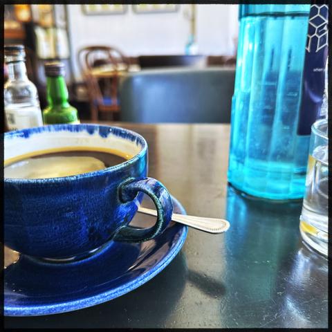 Coffee in a blue cup