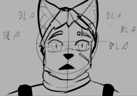 The surprised face of an anthropomorphic male lynx.