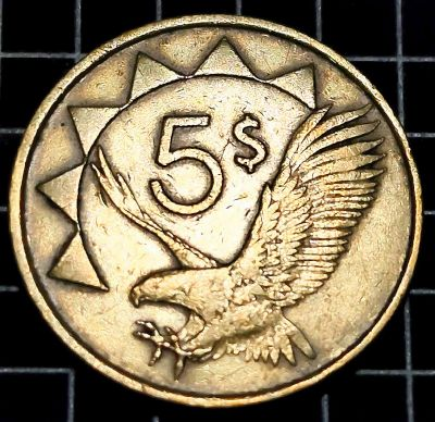1993 Namibia 5 Dollars Reverse African fish eagle (Haliaeetus vocifer) Script: Latin Lettering: 5$