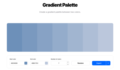 Captura de pantalla de coolors.co/gradient-palette
