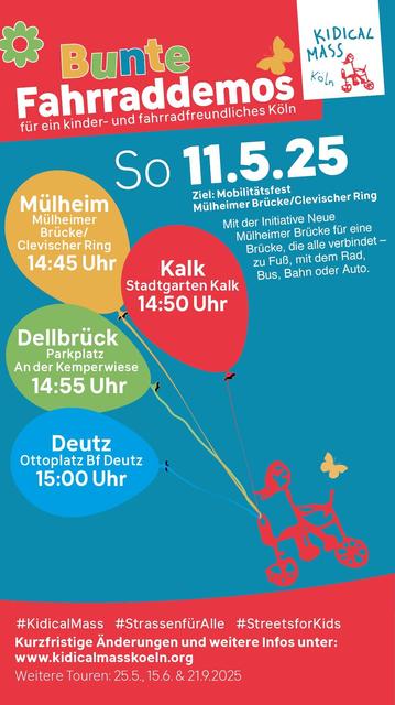Flyer kidical mass Köln 11.05.25