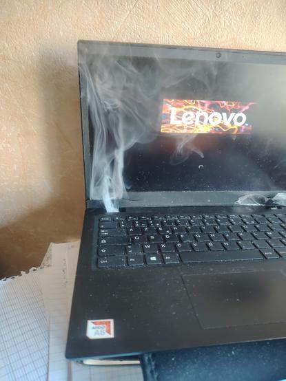 a smoking thinkpad