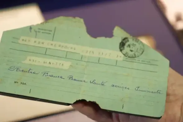 Télégramme vert d'une femme rescapée de Ravensbrück- Archives de Bordeaux