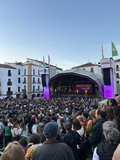 Photo of WOMAD main stage with a crowd in front of it