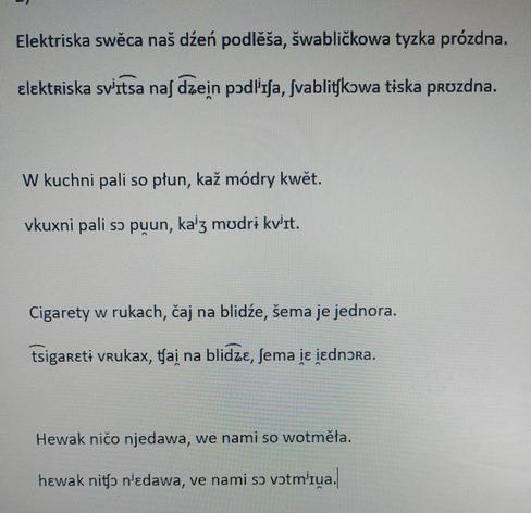 serbski tekst ze zwukowym pismom