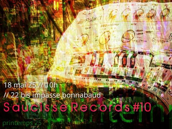image glitchée annonçant Saucisse Records le 18 mai à 10h