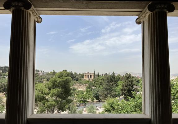 Picture of the Temple of Hephaestus taken from the museum at Athen's agora