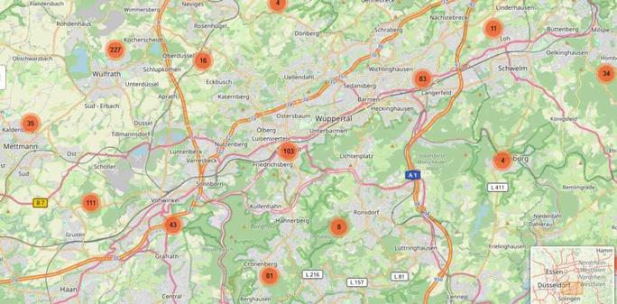 Adressbücher Karte Wuppertal