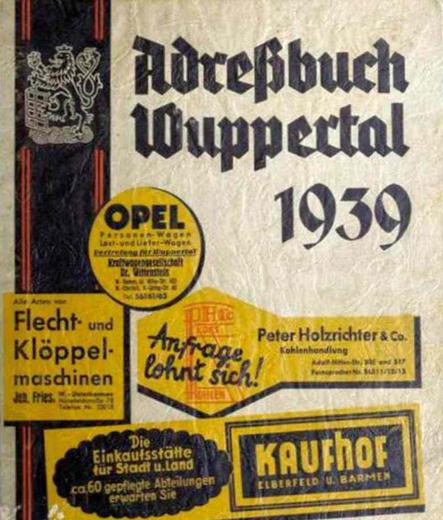 Wuppertaler Adressbuch von1939  in der DigiBib von CompGen