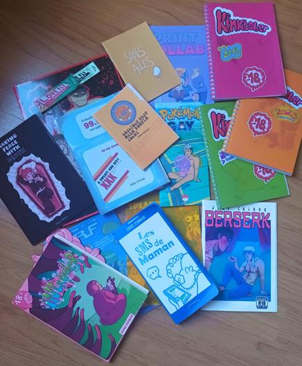 A picture of all my zines/books!