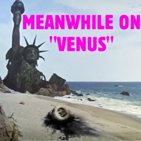final scene of original planet of the apes shows decomposing abandoned lady liberty 

crashed kosmos 482 in front
text: "meanwhile on 'venus' "

spoiler (go watch planet of the apes):
seriously, the end of this movie is about as good as they come; i mean mid movie you get the suspicion that it could be earth, but the way they have done; having the protagonist break down on his knees, leaves you wondering and then that final silent cut - wow

all the rest that followed thereafter old and new doesnt even serve as accolade to that one scene