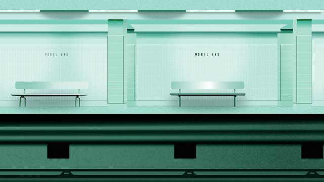 Vector drawing of the constuct in the Matrix called "Mobil Avenue". A special place where even Neo gets stuck.
