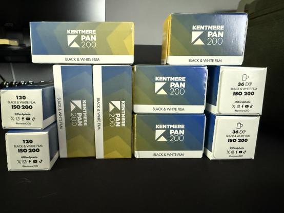 5 rolls each of Kentmere Pan 200 in 120 and 35mm