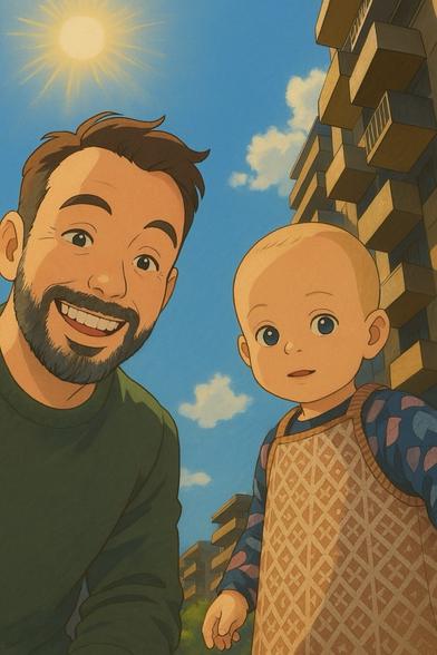 Father and baby selfie on a sunny day