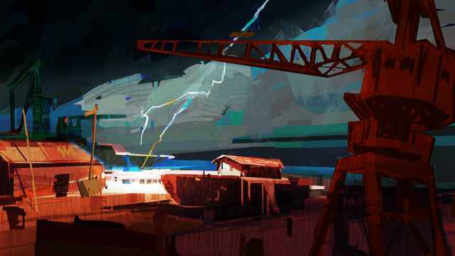 digital painting of a storm with thunder.
