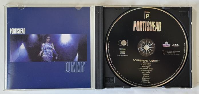 Compact disc of Portishead's seminal 1994 trip-hop mainstream debut, "Dummy"