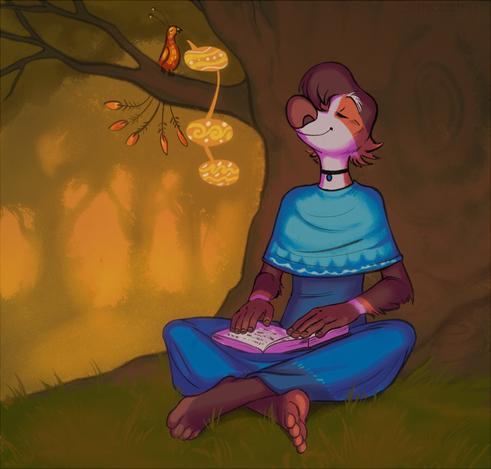 Ma-Vireva sitting under a tree