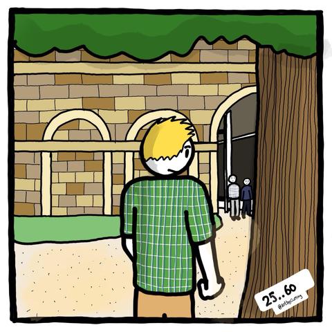 Pictured the front of a stately home with sandstone walls a big arched entrance. Shaded by the mantle of a huge ancient oak tree.