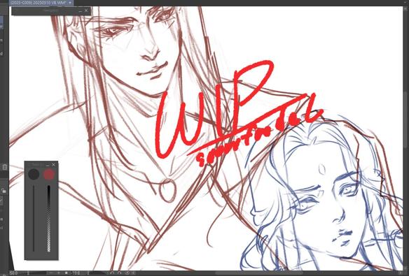 sneak and peak of sketch WIP art for ffxiv Zenos x OC commission #nomyfeed