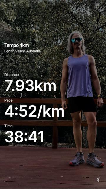 Man in running gear with running stats superimposed over it