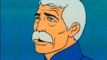 Captain Murphy from Sealab 2021, S1E3 Radio Free Sealab, in the persona of Howlin’ Mad Murphy, a maximally punk dude. Looking at him gives you the impression that nothing under the sea could e’er be more punk than he. He is an old man with a very thick walrus-esque fake moustache.