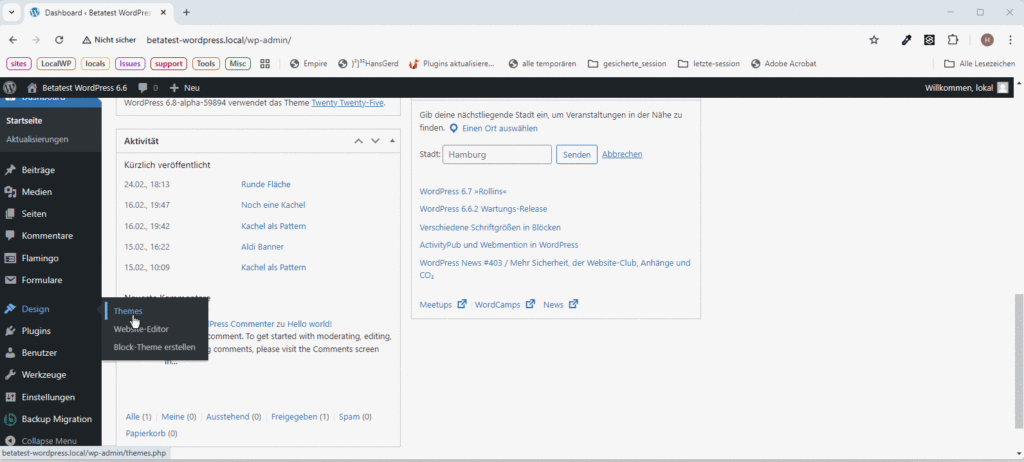 Video mit fehlerhafter Navigation nach Speichern mit "Save Changes to Theme" und Korrektur