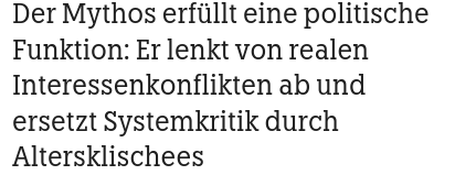 Der Mythos erfüllt eine politische Funktion: Er lenkt von realen Interessenkonflikten ab und ersetzt Systemkritik durch Altersklischees 

Zitat aus dem Artikel
