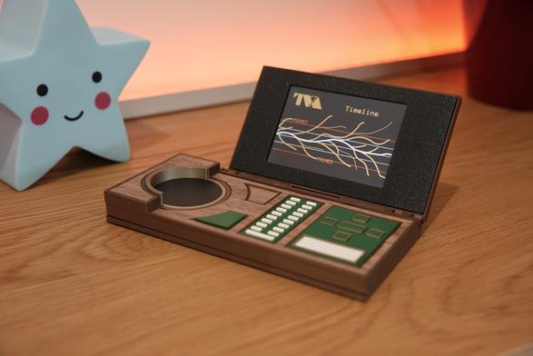 My tempad replica. It’s a retro-futuristic handheld computer that’s folded open.