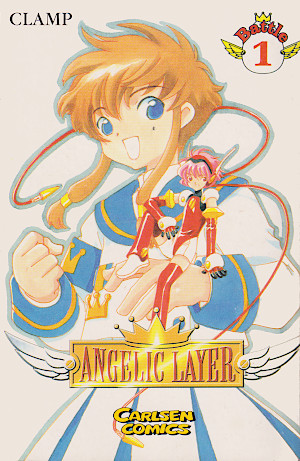 Cover zu Band 1 von Angelic Layer.
Dargestellt ist Miyaki in ihrer Schuluniform. Auf ihrerm Handrücken sitzt ihr Angel Hikaru.