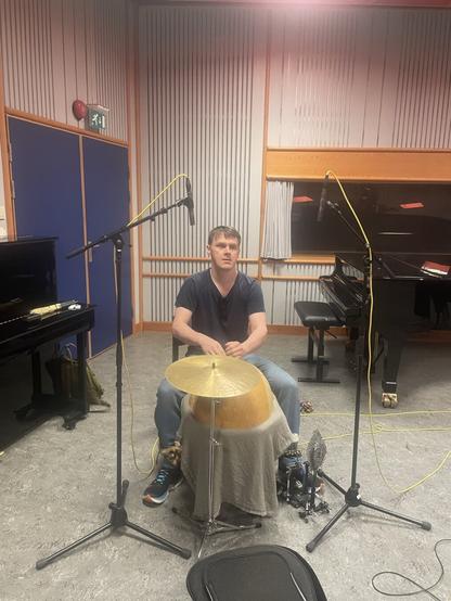 A percussionist in a studio